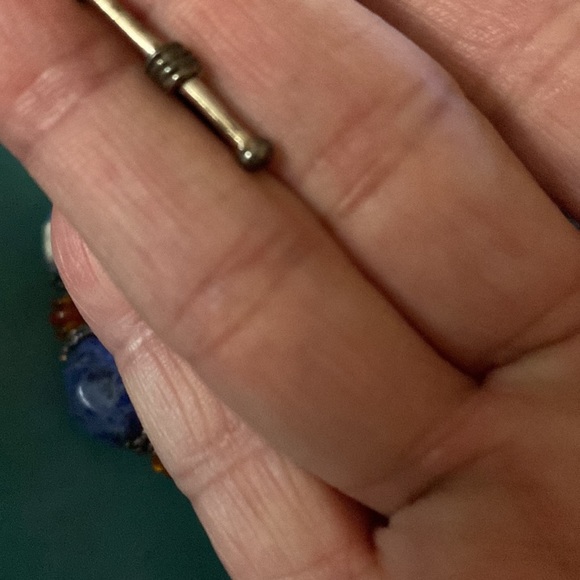 Sodalite bracelet with toggle closure 925 Sterling Silver Size 7” Vintage - Picture 4 of 6